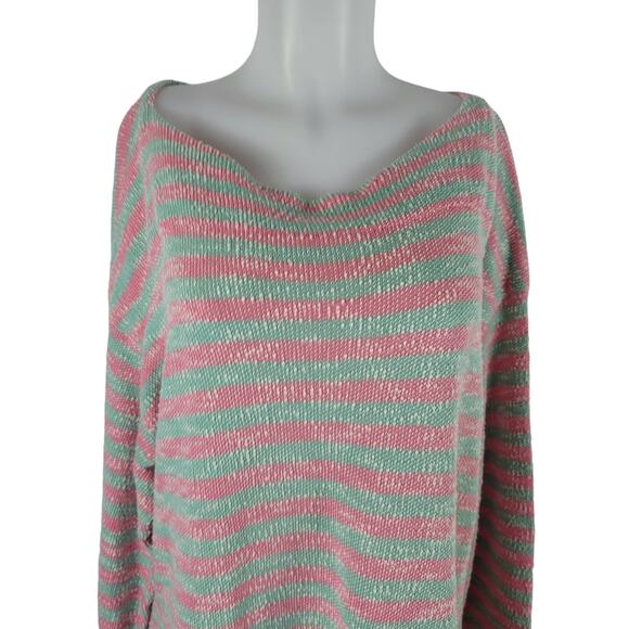 Soft Surroundings Pink Green Strip Beachy Lounge Casual Women's Dress 1X - Picture 2 of 4